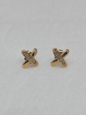 Gold-tone Crystal X Stud Earrings - Women Jewelry